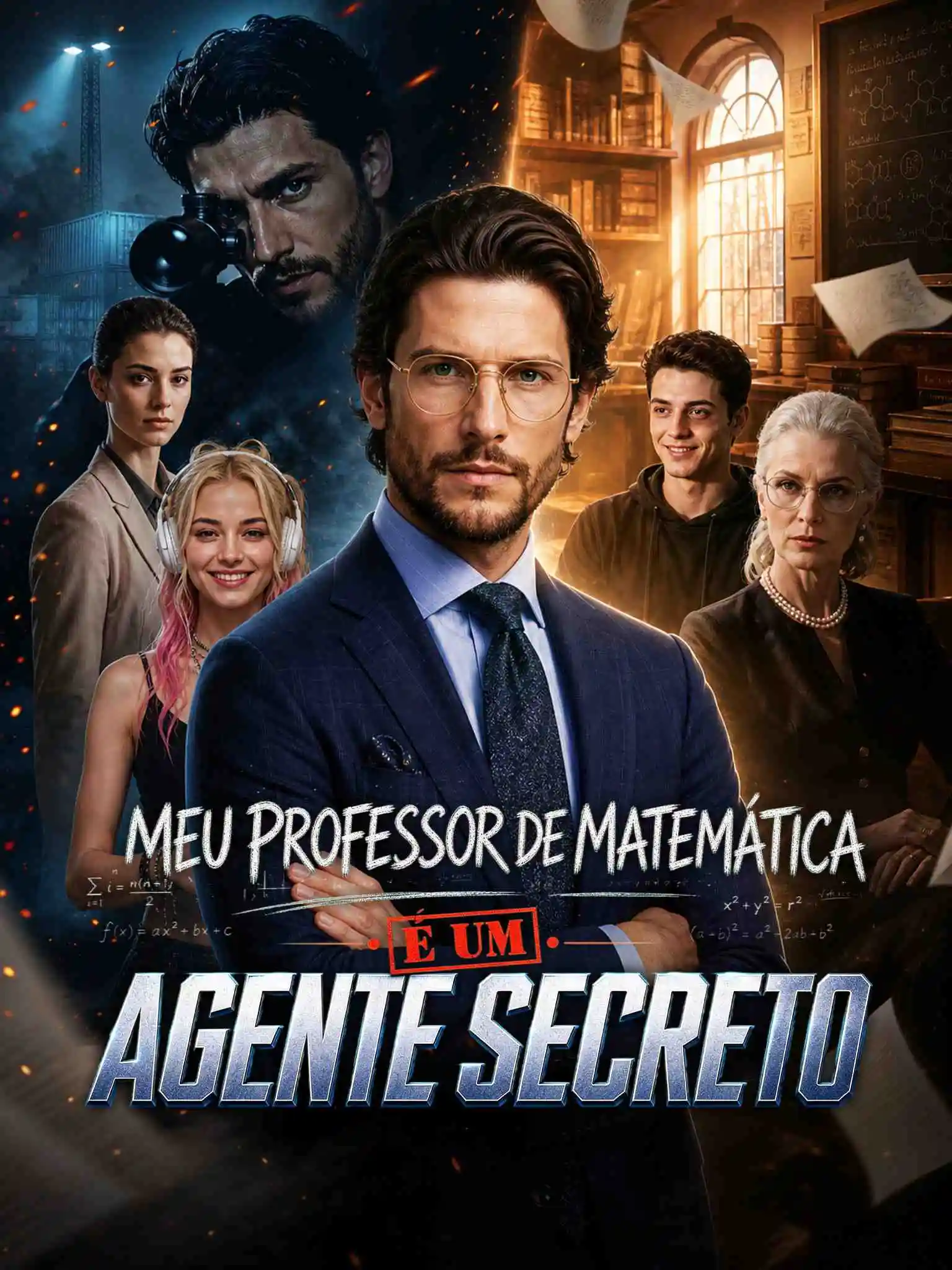 My Math Teacher Is a Secret Agent（外部自制）AI葡配 short drama poster