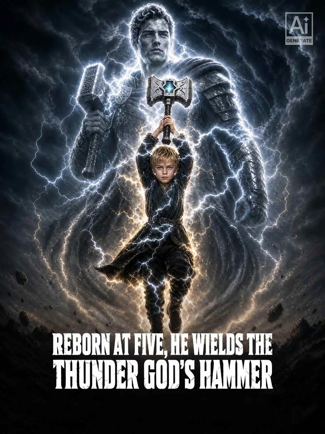 Reborn at Five,He Wields the Thunder God's Hammer short drama poster